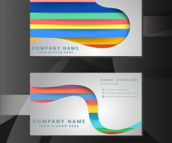 Name Card Template Colorful Horizontal Stripes Paper Cut