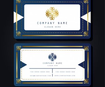 Name Card Template Elegant Blue White Symmetric Border