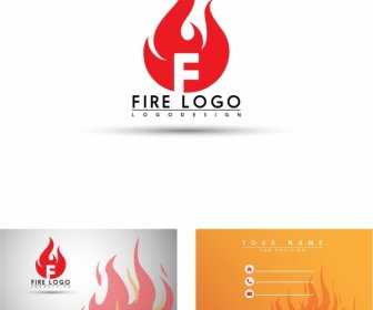 Name Card Template Fire Logo Icon Flame Background