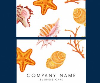 Name Card Template Marine Elements Decor Bright Colorful