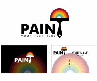 Name Card Template Paint Drip Icon Colorful Design