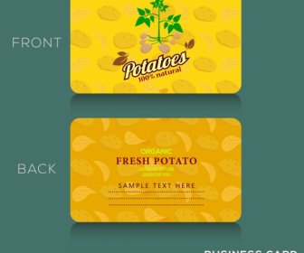 Name Card Template Potato Icon Yellow Vignette Decor