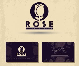 Name Card Template Rose Icon Logo Design