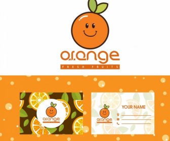 이름 카드 템플릿 양식된 오렌지 로고 장식