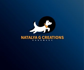 Natalya G Criações Logotipo Flat Dynamic Running Dog Sketch
