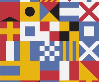 國旗背景五顏六色的平面裝飾古典設計