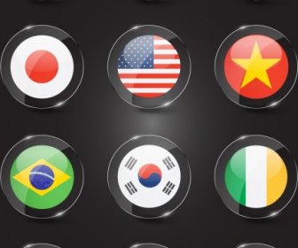 Nation Flags Templates Modern Colorful Shiny Circles Design