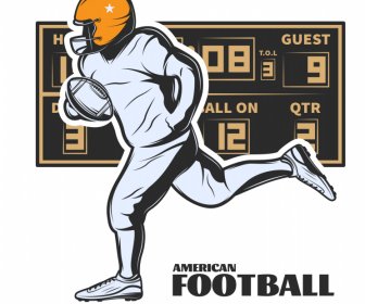 National Football League Poster  Running Footballer Sketch