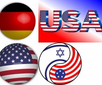 Bendera Negara Vektor Ilustrasi Dalam Berbagai Bentuk