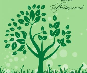 Natural Background Design Green Tree Bokeh Style
