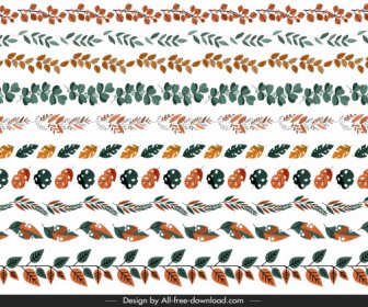 Natural Border Elements Templates Colorful Leaves Shapes