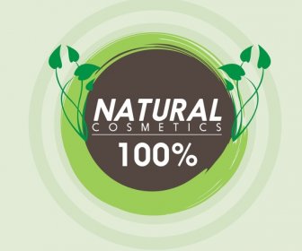 自然派化粧品コンセプト デザインの葉とサークル スタイル
