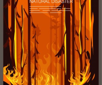 Natural Disaster Poster Forest Flaming Sketch