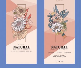 Doğal çiçek El Ilanları Zarif Retro Dekor şablonları