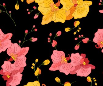 자연 꽃 패턴 노란색 핑크 장식