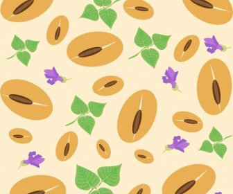 Natural Food Background Repeating Soybean Leaf Flower Icons