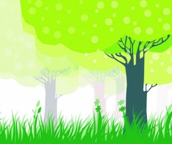 Natural Forest Background Green Trees And Grass Decoration