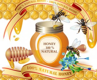天然蜂蜜的創意海報向量