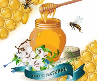 Natural Honey Creative Poster Vecor