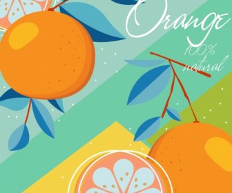 天然のオレンジ色の広告バナー色とりどりの手描きスケッチ