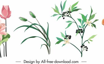 천연 식물 아이콘 Floras 버섯 스케치