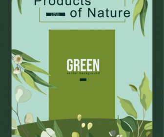 天然物広告バナーグリーン植物スケッチ