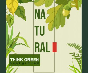Doğa Arka Plan Klasik Handdrawn Yeşil Bitkiler Dekor