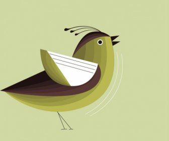 Alam Latar Belakang Hijau Sparrow Ikon Klasik Desain Flat