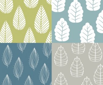 Nature Background Leaf Icons Repeating White Sketch