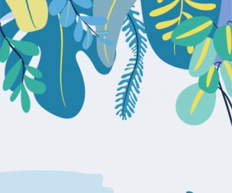 자연 배경 템플릿 플랫 잎 스케치 클래식 디자인