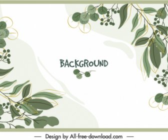 Nature Background Template Handdrawn Classic Leaves Decor