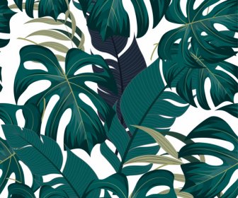 자연 배경 템플릿 호화로운 녹색 잎 스케치