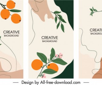 Nature Background Templates Flat Handdrawn Fruits Sketch
