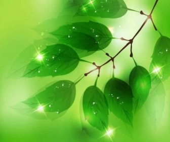 Vektörel çizimler Doğa Arka Plan Ile Taze Yeşil Yaprakları