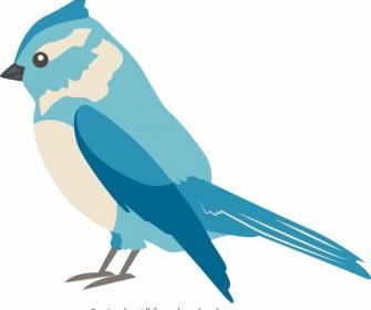Alam Elemen Burung Biru Ikon Kartun Sketsa Desain