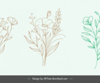 자연 디자인 요소 손으로 그린 식물 스케치