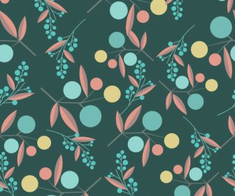 Nature Elements Pattern Template Colorful Flat Design