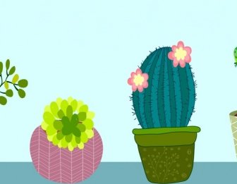 Naturaleza Flor De Cactus Multicolores Decoracion Pintura De Iconos De Diseño