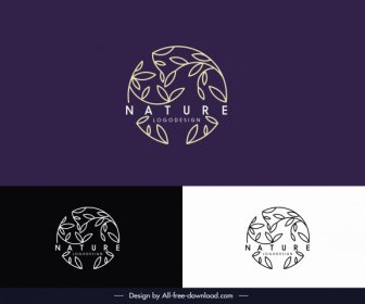 Modèle De Logo Nature Plat à La Main Encerclement De Feuille Dessiné