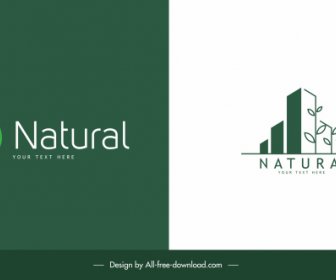 Doğa Logosu şablonları Düz Yeşil Yapraklı Ağaç Binaları