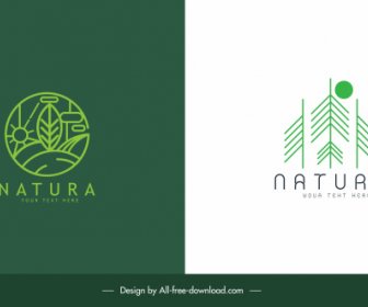 Logotipo Da Natureza Modelos Verde Plano Elementos Esboço