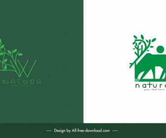 Natur-Logo-Typen Baum Rinder Skizze Flaches Grünes Design
