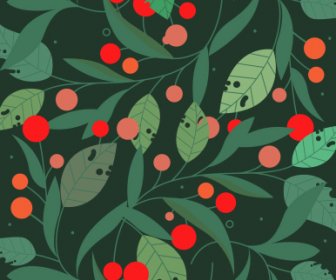 Natur Malerei Bunte Dunkle Retro Blätter Früchte Skizze