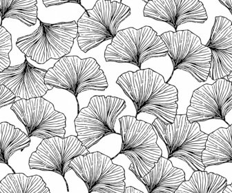Nature Pattern Botany Icons Black White Handdrawn Sketch