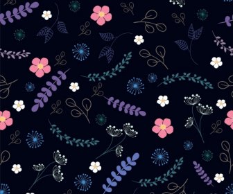 자연 패턴 꽃 잎 장식 어둡고 화려한 디자인