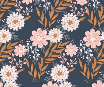 Nature Pattern Flowers Leaves Decor Colorful Classic