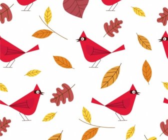 Nature Pattern Leaf Birds Icons Classical Flat Sketch