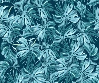 Nature Pattern Luxuriant Blue Leaves Decor