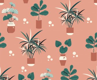 Natur Muster Wiederholen Zimmerpflanzen Skizze Retro Flach