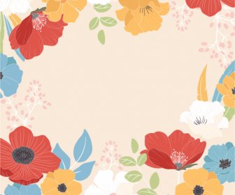 Nature Pattern Template Colorful Petals Handdrawn Classic